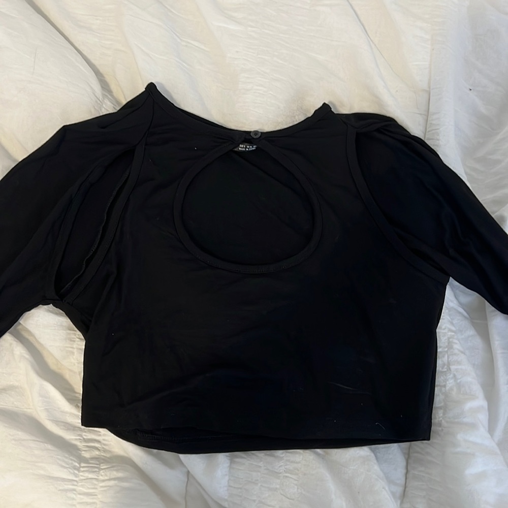 Black cut-out crop top